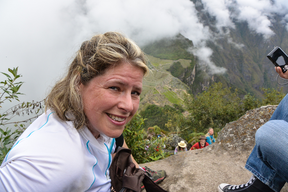 Lisa atop Waynapicchu waiting for me - you go girl!